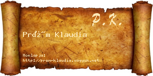 Prém Klaudia névjegykártya
